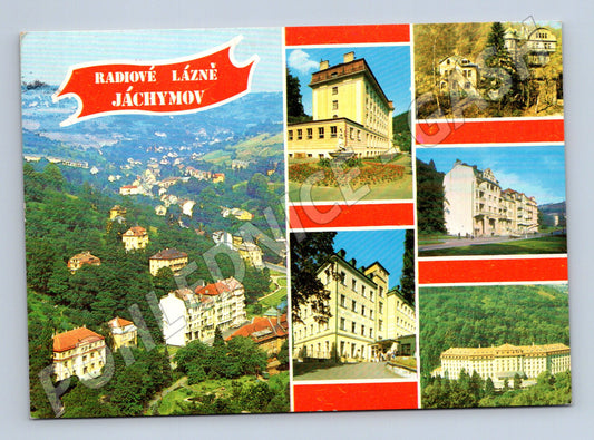 Pohlednice Jáchymov lázně panorama budovy 1975 (M27874)