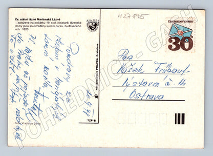 Pohlednice Mariánské Lázně koláž motivů 1974 (M27875)