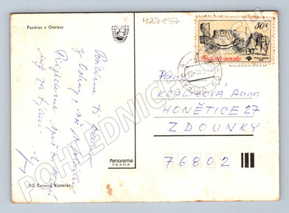 Pohlednice Ostrava koláž s tankem 1961 (M27877)