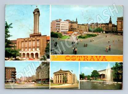 Pohlednice Ostrava více záběrů radnice náměstí 1980 (M27879)