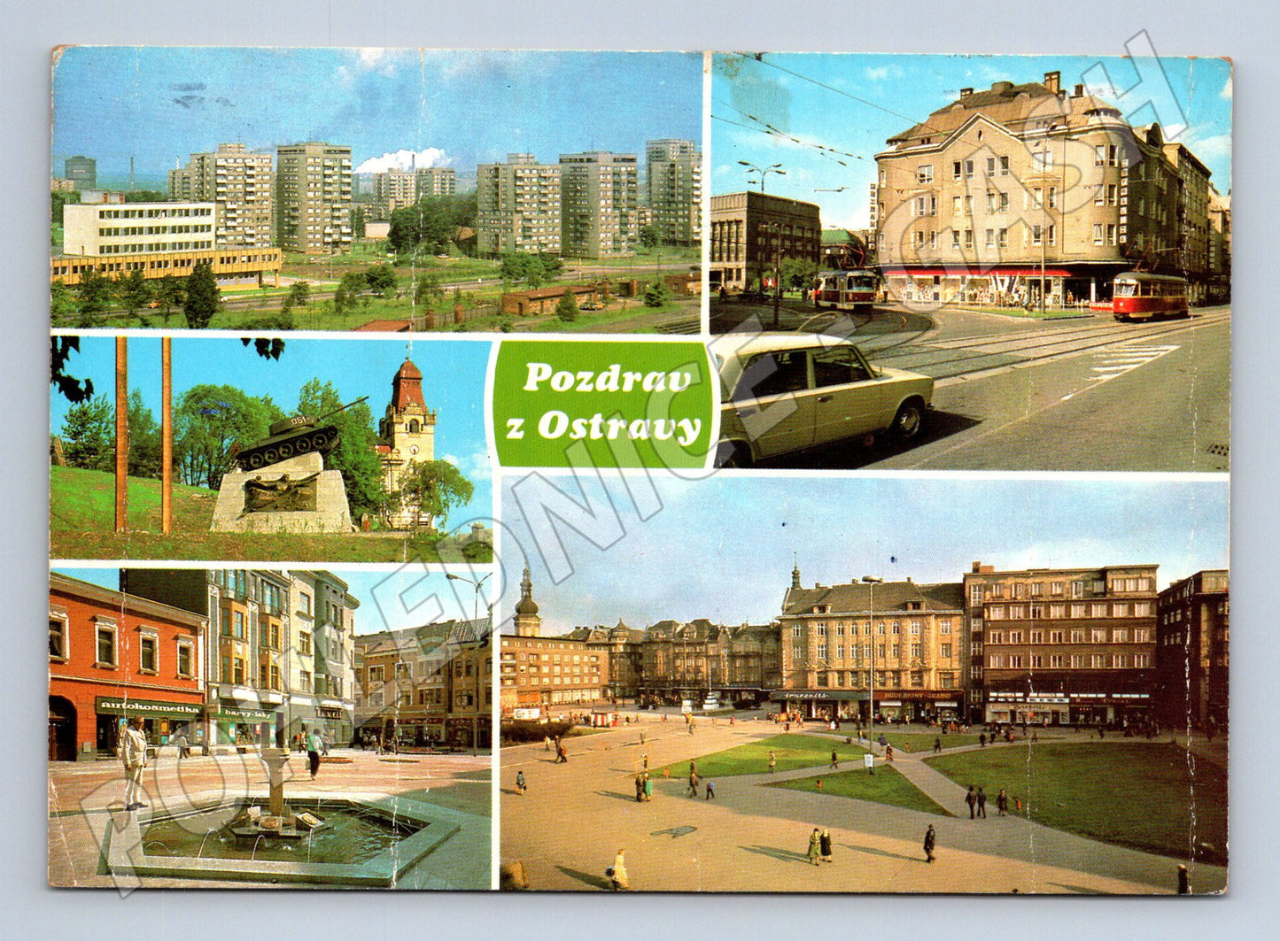 Pohlednice Ostrava koláž různých míst cca 1970 (M27880)