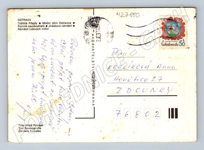 Pohlednice Ostrava koláž různých míst cca 1970 (M27880)