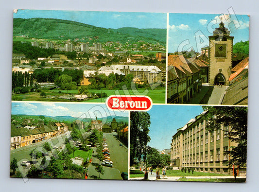 Pohlednice Beroun panorama kostel ulice 1987 (M27881)