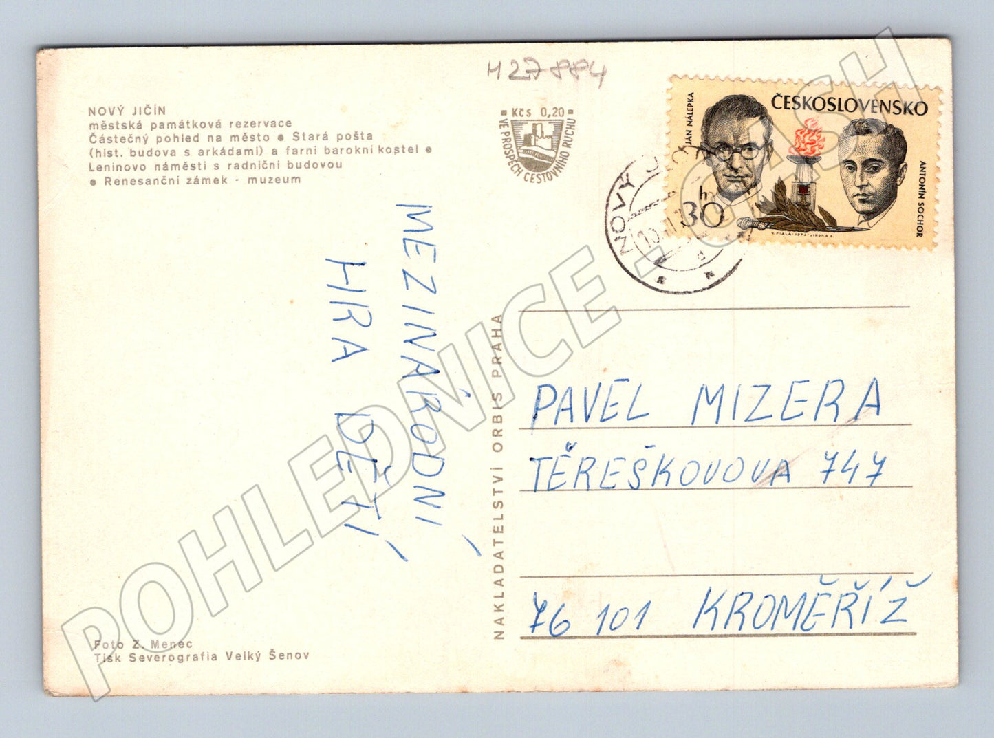 Pohlednice Nový Jičín koláž motivů 1973 (M27884)