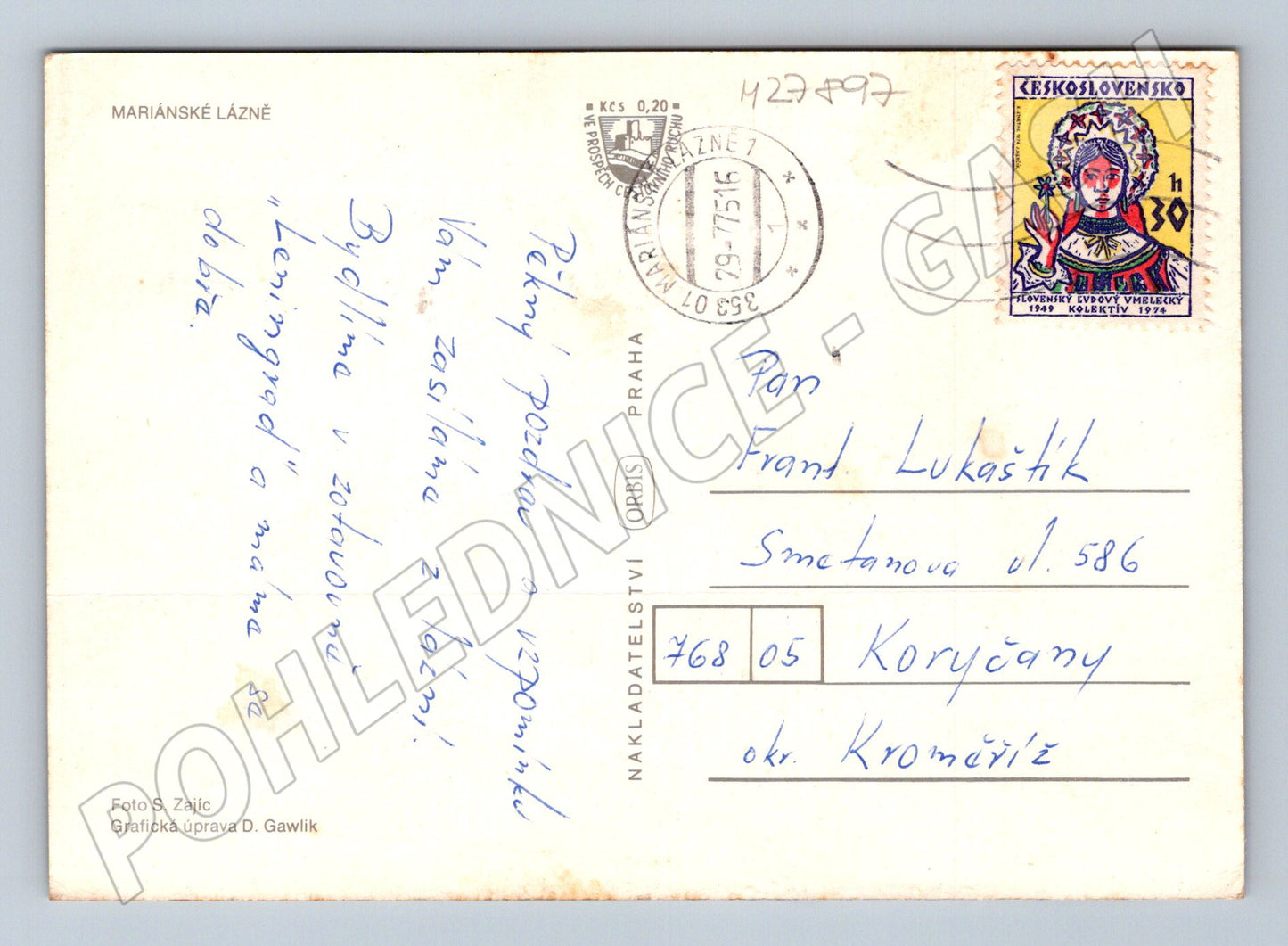 Pohlednice Mariánské Lázně kolonáda lázeňské budovy 1979 (M27897)