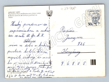 Pohlednice Karlovy Vary Diana Jelení skok a město (M27908)