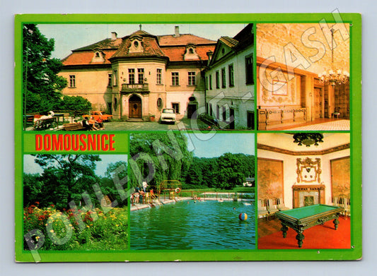 Pohlednice Domousnice zámek a koupaliště 1970 (M27918)