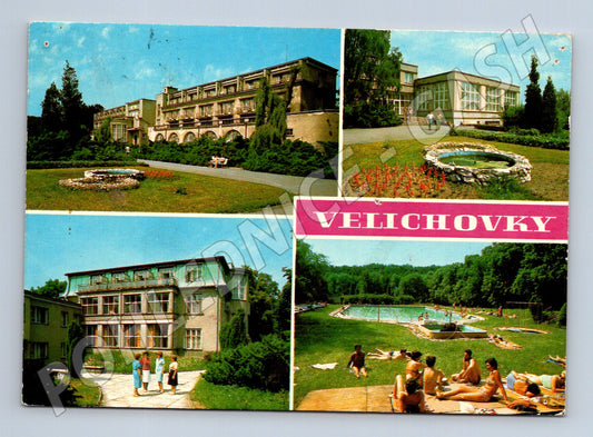 Pohlednice Velichovky lázně bazén 1985 (M27919)