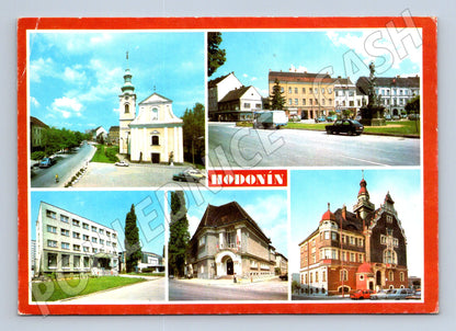 Pohlednice Hodonín koláž památek 1990 (M27924)