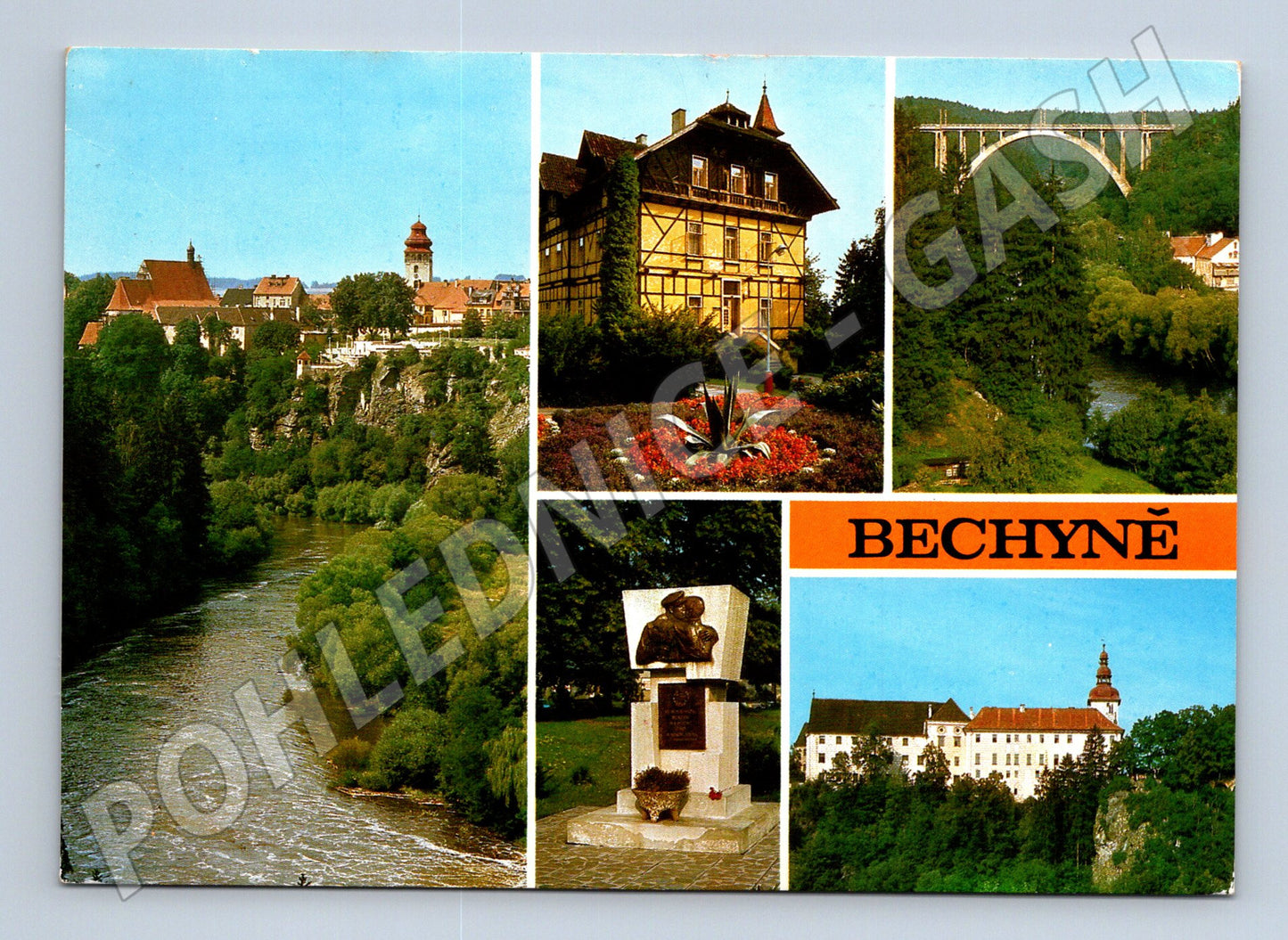 Pohlednice Bechyně koláž motivů 1988 (M27929)