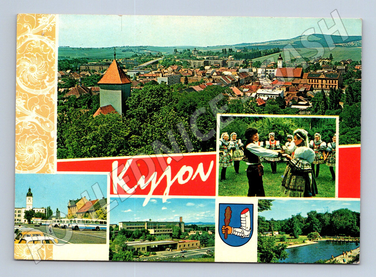 Pohlednice Kyjov panorama a folklór 1975 (M27939)