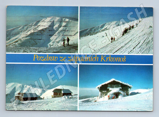 Pohlednice Západní Krkonoše zimní motivy 1984 (M27945)