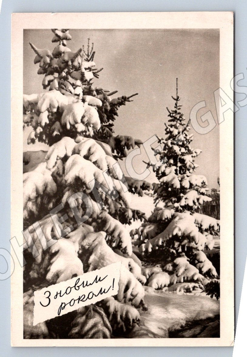Postcard winter greetings 1961 USSR (M2797)