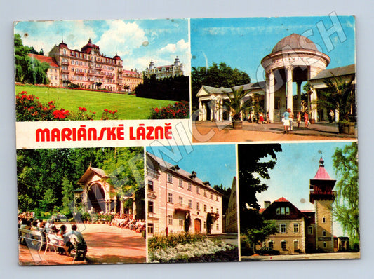 Pohlednice Mariánské Lázně koláže motivů 1984 (M27970)