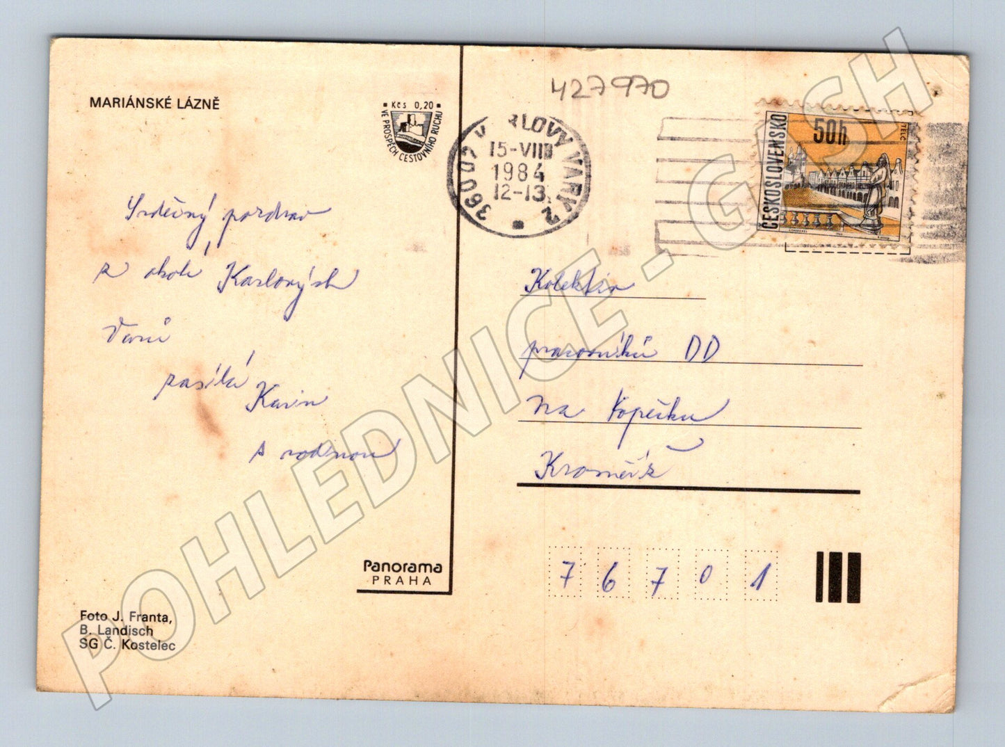 Pohlednice Mariánské Lázně koláže motivů 1984 (M27970)