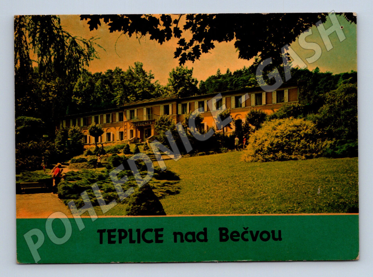 Pohlednice Teplice nad Bečvou lázně park 1933 (M27972)