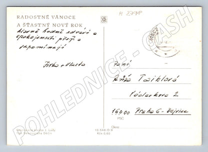 Postcard Josef Lada St. Nicholas angel and devil in the village (M2798)