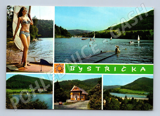 Pohlednice Bystřička přehrada koupání 1979 (M27986)