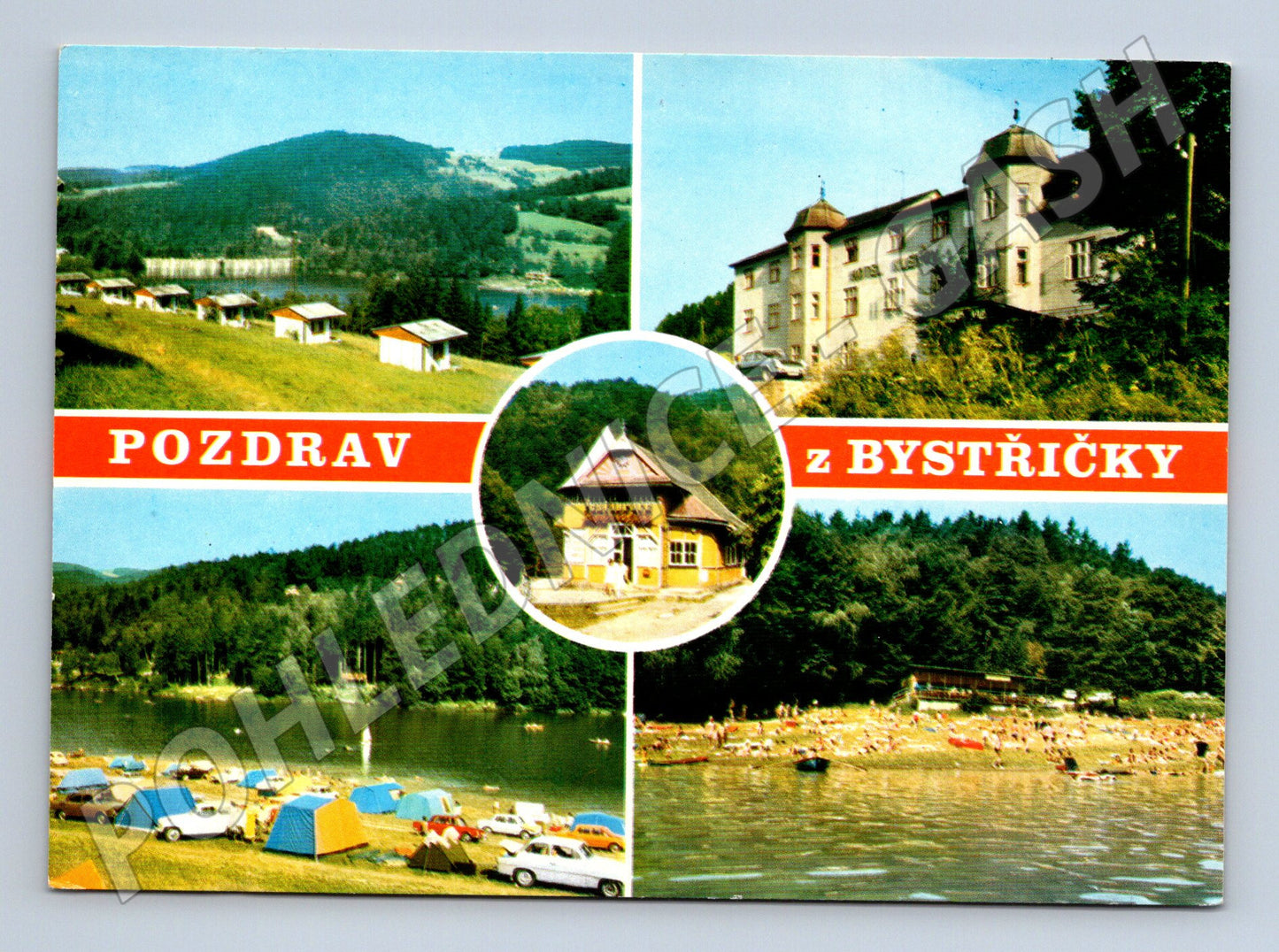Pohlednice Bystřička hotel přehrada a kemp (M27987)