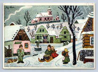 Postcard Josef Lada winter motif 1957 (M2799)