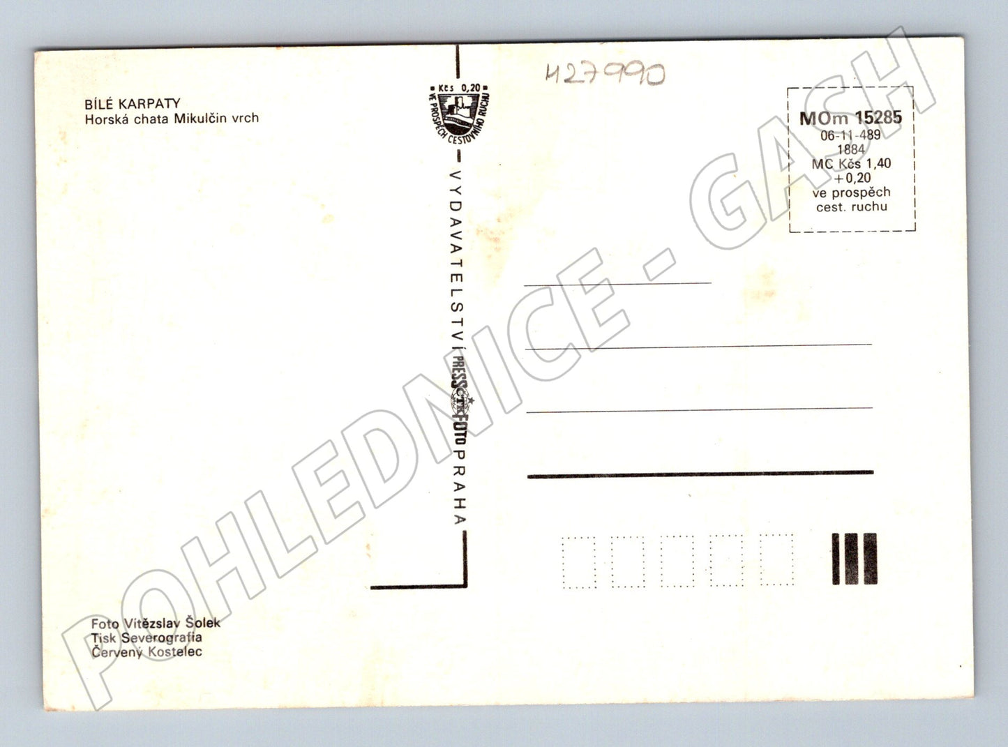 Pohlednice Bílé Karpaty Mikulčin vrch chata 1984 (M27990)