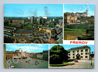 Pohlednice Přerov panorama náměstí zámek 1972 (M28000)