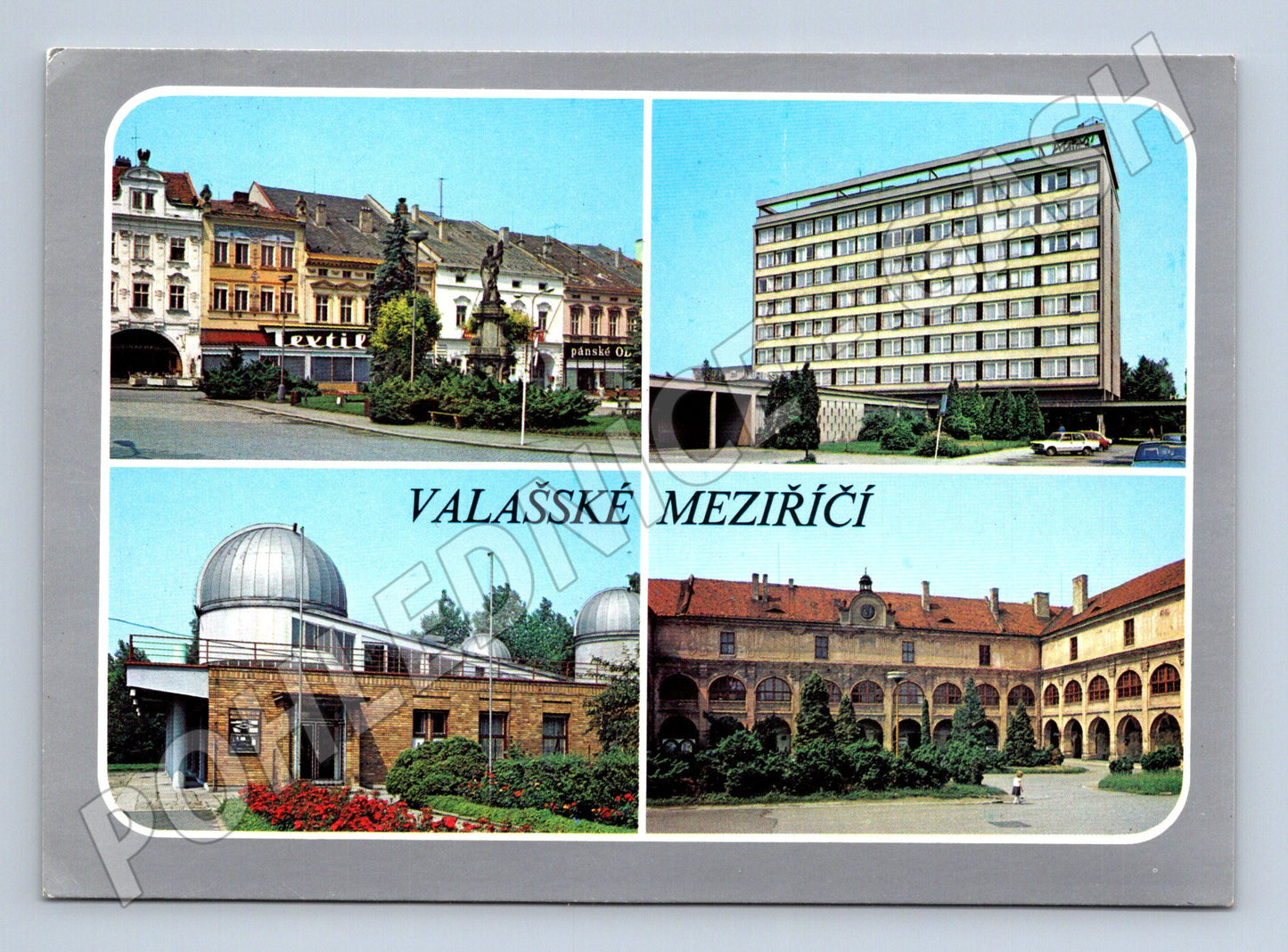 Valašské Meziříčí náměstí hotel hvězdárna zámek 1975 (M28003)