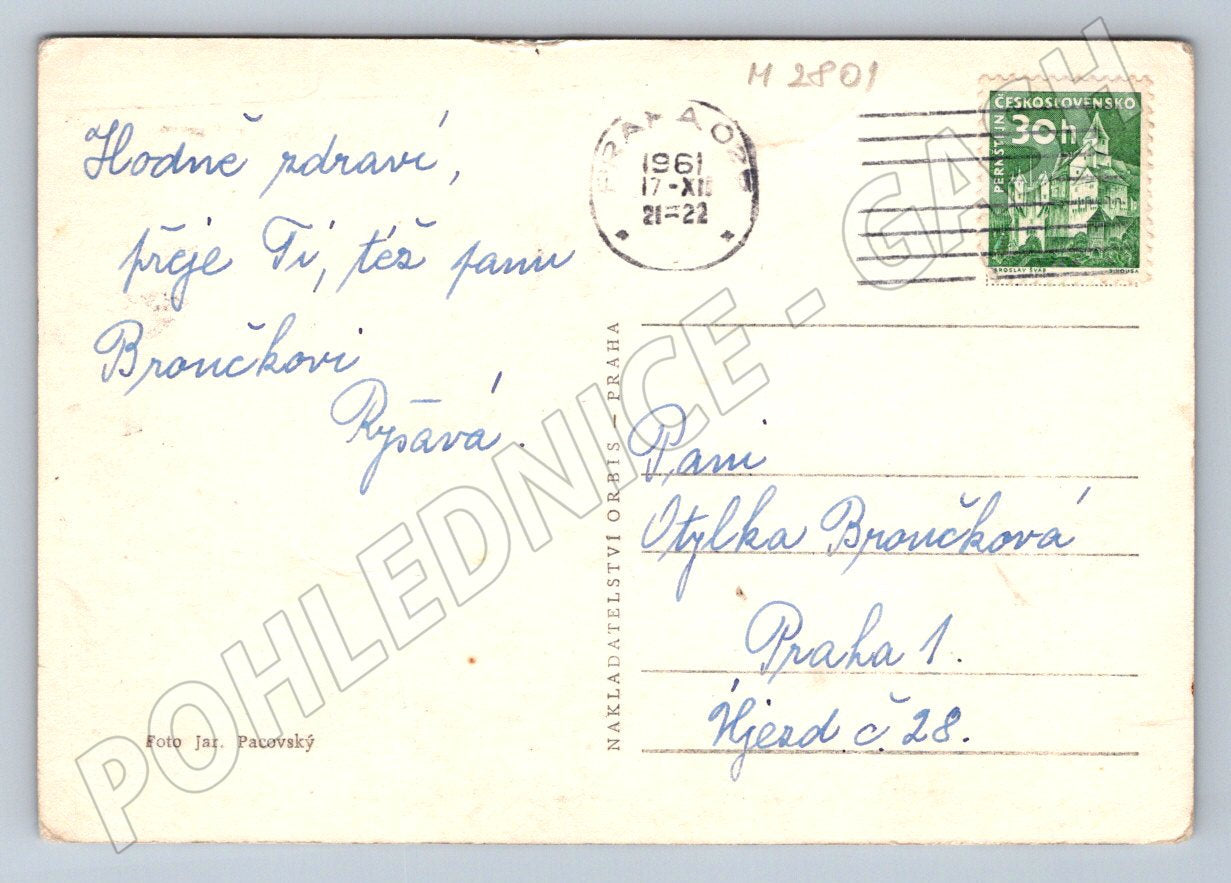 Postcard Czechoslovakia 1961 Christmas card Jar Pacovský (M2801)
