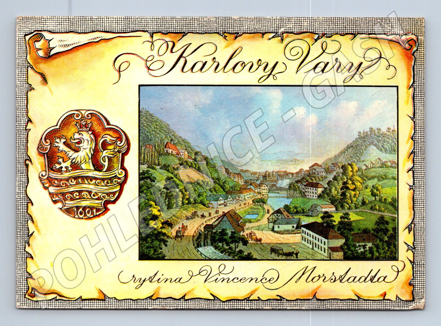 Pohlednice Karlovy Vary dle rytiny Vincence Morstadta 1971 (M28025)