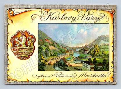 Pohlednice Karlovy Vary dle rytiny Vincence Morstadta 1971 (M28025)