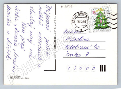 Postcard Czech Republic 2002 Christmas card and stamp (M2803)