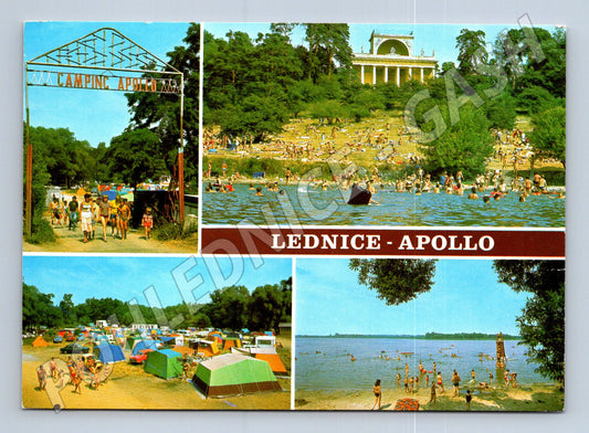 Pohlednice Lednice Apollo autocamping koupaliště 1989 (M28034)