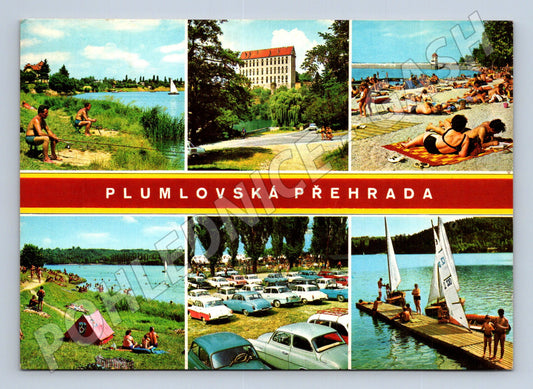 Pohlednice Plumlovská přehrada rekreační zábava cca 1970 (M28042)