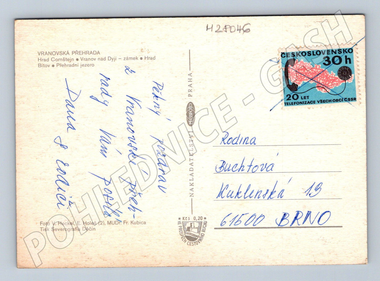 Pohlednice Vranovská přehrada hrady 1968 (M28046)