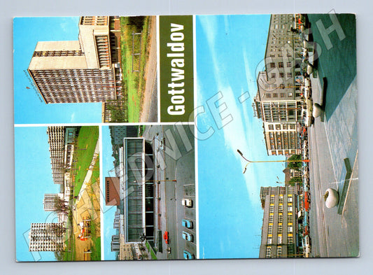 Pohlednice Gottwaldov městské panorama budovy 1988 (M28052)
