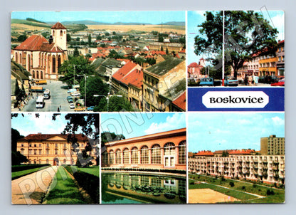 Pohlednice Boskovice náměstí zámek sídliště (M28062)