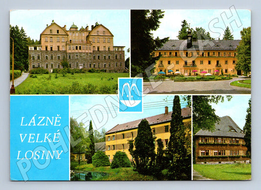 Pohlednice Lázně Velké Losiny lázeňské budovy 1975 (M28065)