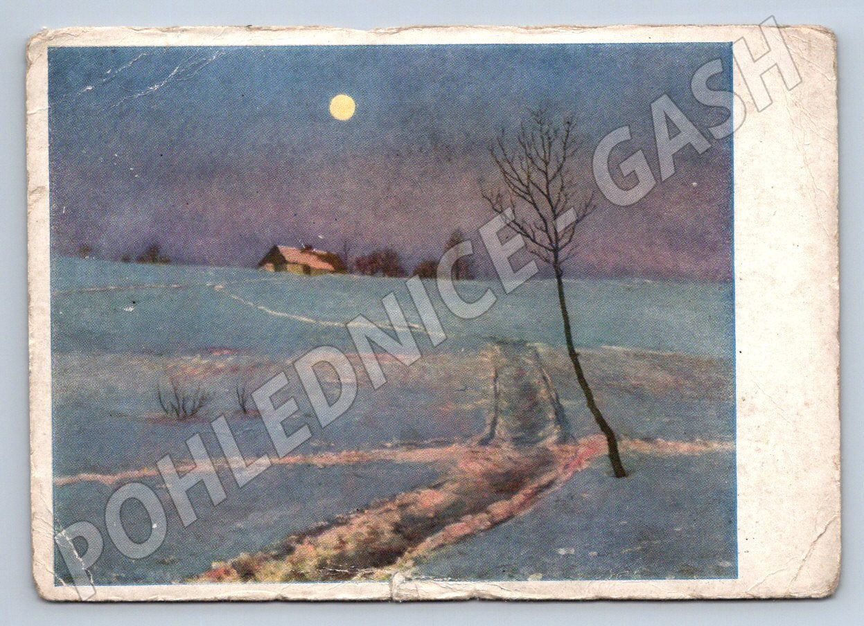 Postcard F Kavan After sunset winter landscape Christmas (M2807)
