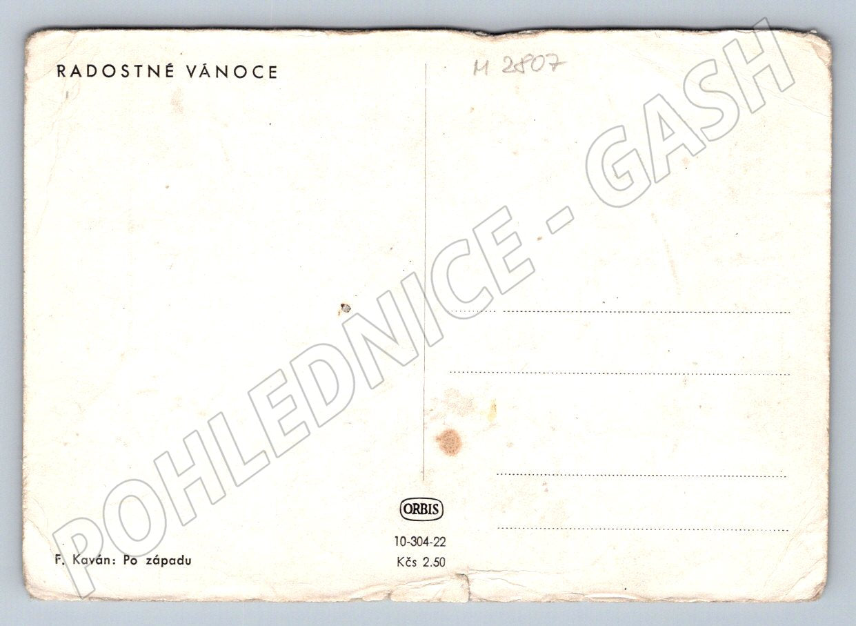 Postcard F Kavan After sunset winter landscape Christmas (M2807)