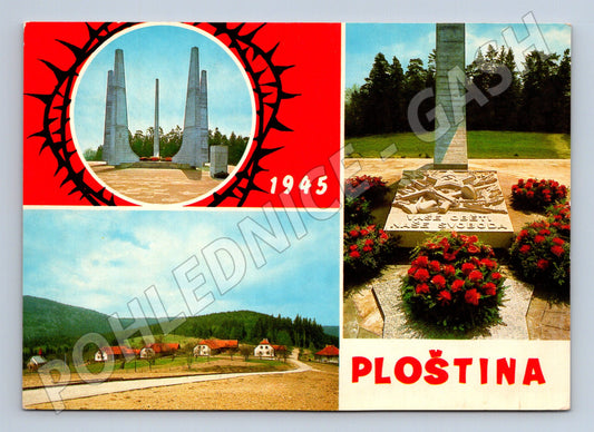 Pohlednice Ploština památník obětem tragédie 1945 (M28078)