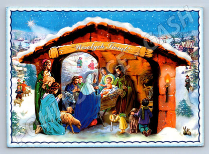 Postcard Poland Nativity Scene and Baby Jesus in the Stable (M2808)