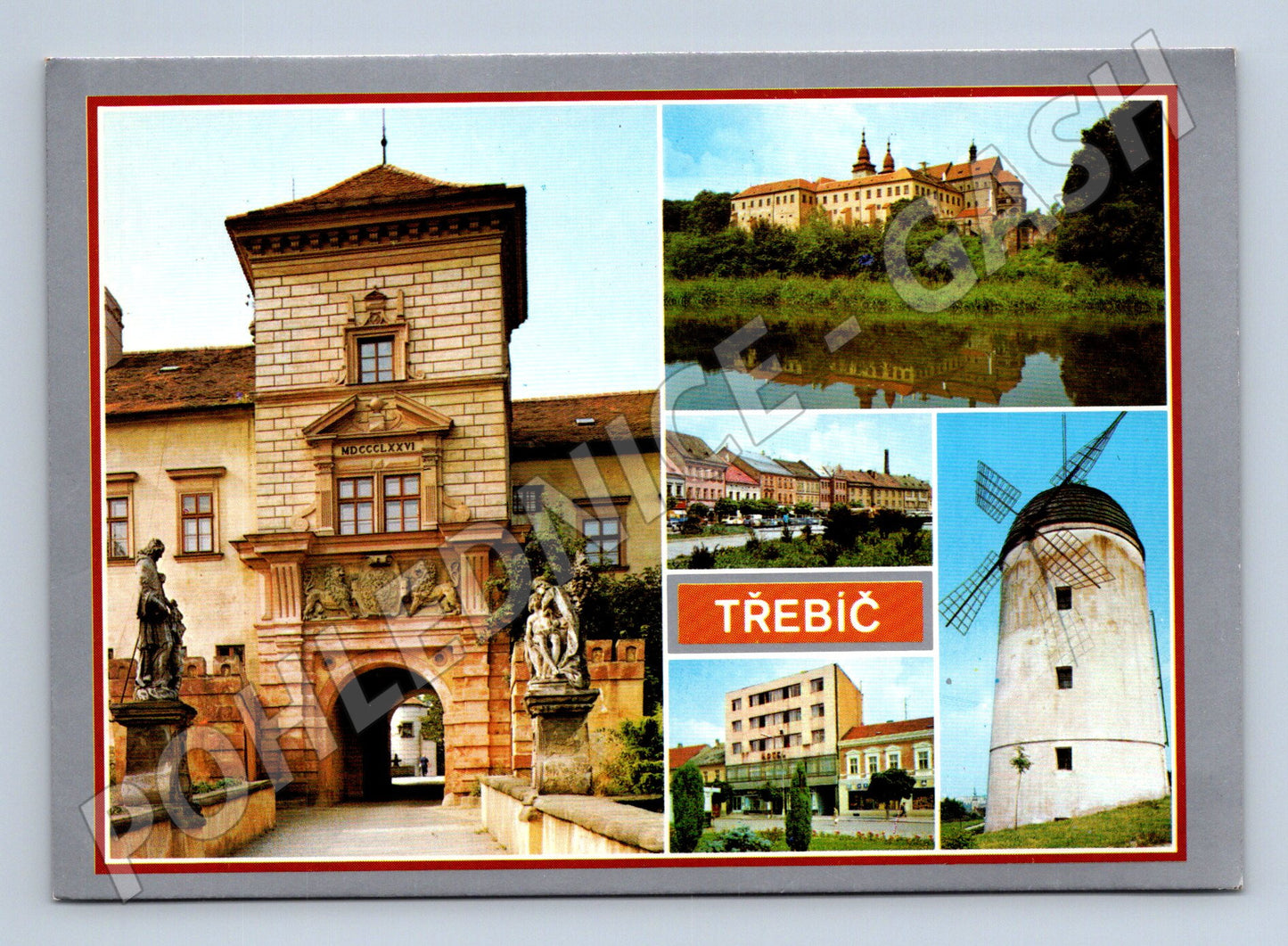 Pohlednice Třebíč koláž hrad větrný mlýn (M28081)
