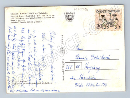 Pohlednice Velké Karlovice hotel Razula 1968 (M28093)
