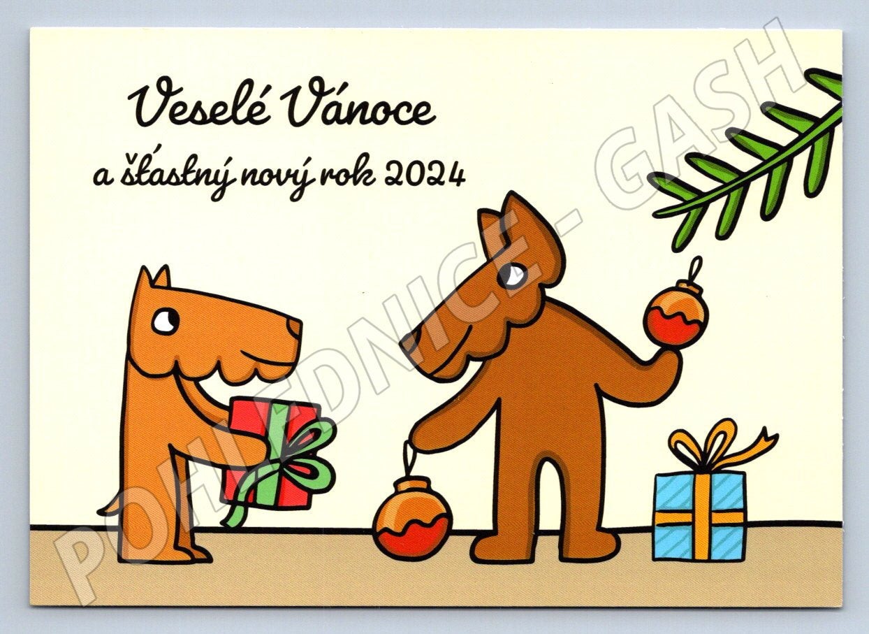 Postcard dogs and gifts Merry Christmas 2024 (M2810)