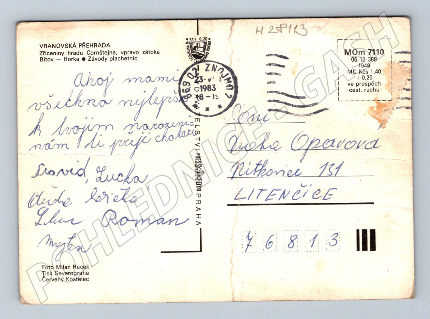 Pohlednice Vranovská přehrada lodě 1983 (M28113)