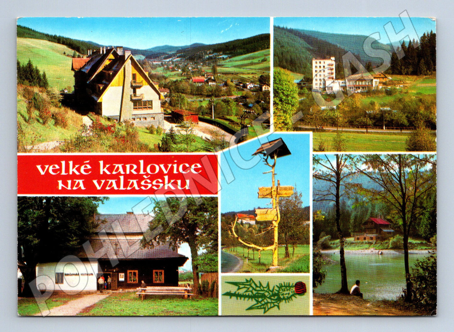 Pohlednice Velké Karlovice na Valašsku koláž po 1971 (M28121)