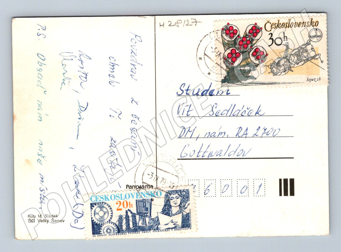 Pohlednice česání chmele sklizeň 1970 (M28127)