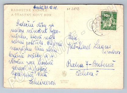 Postcard winter castle scene Christmas card (M2813)