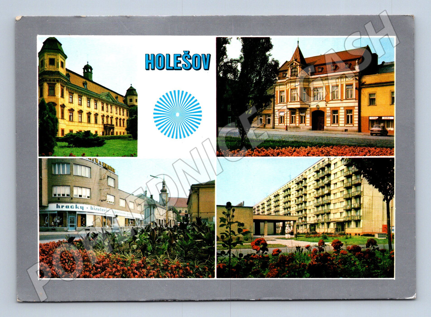 Pohlednice Holešov multipohled zámek náměstí 1970 (M28130)