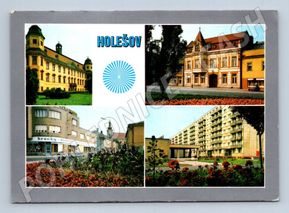 Pohlednice Holešov multipohled zámek náměstí 1970 (M28130)